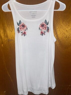 American Eagle Outfitters Tank with Pink Floral Embroidery